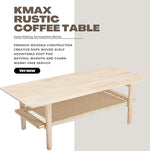 Load image into Gallery viewer, Kmax Coffee Table with Storage, Farmhouse Wood Living Room Tables Rectangular Center Table with Rope Woven/Rattan Storage Shelf for Living Room Reception - Natural Color
