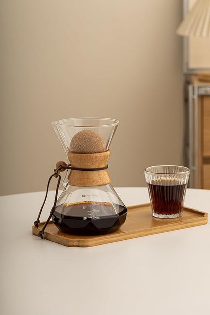 Pour Over Coffee Maker With Wood Sleeve，20oz/600mlPour Over Coffee Dripper,Pour Over Coffee Maker Set With Cork Stopper (20oz/600ml)
