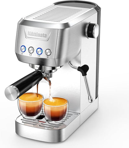 MAttinata Espresso Coffee Machine, Compact Espresso Maker 20 Bar, Stainless Steel Cappuccino Machines With Steam Milk Frother For Home Barista, Office Mattino