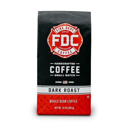 Fire Department Coffee - Gives Back to Firefighters - Bold & Smooth Dark Roast Coffee Beans - Roasted in the USA - Veteran Owned - Whole Bean - 12 oz