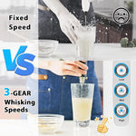 Load image into Gallery viewer, Milk Frother with Stand Rechargeable-Handheld Coffee Frother with 3 Stainless Whisks 3 Speed Adjustable, Electric Whisk Drink Mixer, Foam Maker Blender for Matcha Latte Cappuccino Chocolate