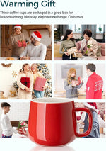 Load image into Gallery viewer, Teocera Ceramic Coffee Mug Set of 4-12 oz Coffee Mugs with Large Handles for Hot or Cold Drinks Like Latte, Cocoa, Tea or Juice - Smooth Ceramic, Dishwasher Safe, Red