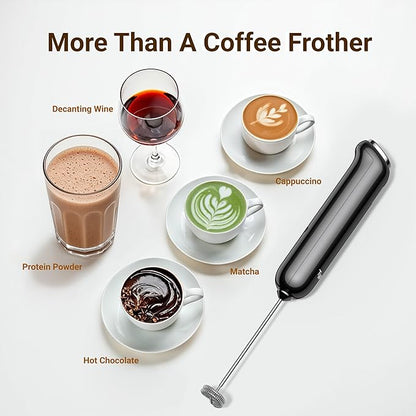 InstaWhisk Milk Frother with Variable Speed, Rechargeable Coffee Frother Wand with Detachable Double Whisk, Drink Mixer Handheld Electric Stirrer for Latte, Cappuccino, Matcha, Almond Milk, Protein
