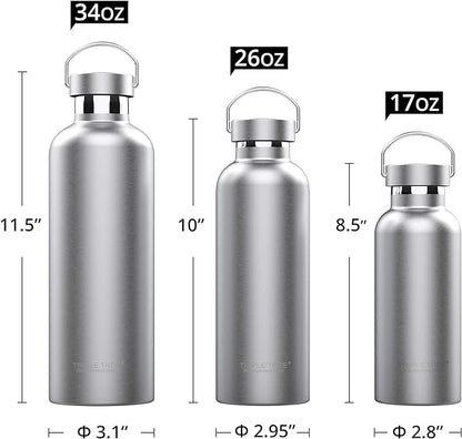 Triple Tree 26OZ Vacuum Insulated Stainless Steel Water Bottle, Double Wall Wide Mouth Lids Keeps beverage Hot or Cold Sweat Proof