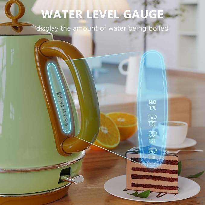 1.7L Electric Kettles, BPA Free Tea Kettle, Hot Water Boiler Heater, Stainless Steel Teapot, Auto Shut-Off & Boil-Dry Protection, 120V/1500W