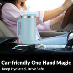 Load image into Gallery viewer, WETOWETO 40oz Tumbler with Handle and Lid | 100% Leakproof Insulated Stainless Steel Travel Mug | Keeps Cold 34Hrs/Hot 10Hrs | Dishwasher Safe, Fits Car Cup Holder (Sky Blue Color)