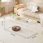 Load image into Gallery viewer, Coffee Table for Living Room, Glass Coffee Tables, Modern 39.4" Center Table for Small Space, Apartment, Office Living Room Home, Rectangular Coffee Table with Clear Glass Top &amp; Metal Frame, White