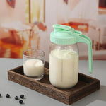 Load image into Gallery viewer, Glass Pitcher with Lid, 64 OZ Mason Jar Pitcher Double Leak Proof, 2 Quart Breast Milk Storage Containers for Fridge, Wide Mouth Glass Jar for Sun Tea, Juice, Cold Brew Coffee