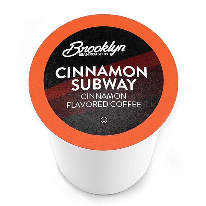 Brooklyn Beans Cinnamon Subway Gourmet Coffee Pods - Compatible with Keurig K Cup Brewers Including 2.0 Machines, 40 Count, Spicy Cinnamon Flavored