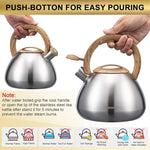 Load image into Gallery viewer, MARSKITOP Tea Pot for Stove Top 2.6 Quart, Stainless Steel Tea Kettle Stovetop Whistling with Stay Cool Handle, Silver
