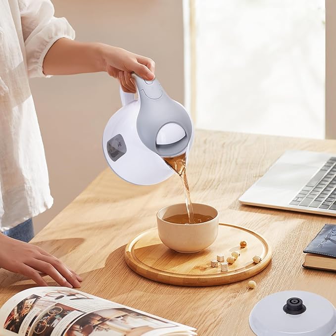 Aigostar Small Electric Kettle, 1L Portable Electric Tea Kettle 1100W with Automatic Shut-Off and Boil Dry Protection, Travel Hot Water Boiler Cordless for Making Coffee and Tea, BPA-Free, Grey