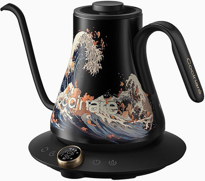 Cocinare FLOW M9 Electric Gooseneck Kettle, ±1℉ Temperature Control for Pour-over Coffee & Tea, Stainless Steel Interior, Quick Heating for Boiling Water (Wave)