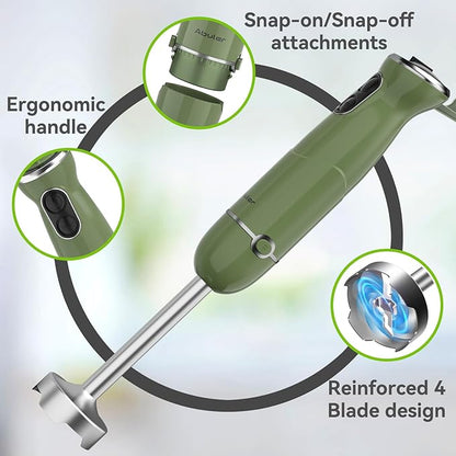 Immersion Blender Handheld 5 in 1 Hand Blender, 1000W Hand Mixer Stick, BPA-Free 12 Speed Handheld Blender with Mixing Beaker, Chopper, Whisk and Milk Frother for Soup, Smoothies, Sauce, Baby Food