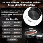 Load image into Gallery viewer, IKAPE 53MM Espresso Tamper, New Wooden Handle Design，Premium Barista Coffee Calibrated Tamper with Spring Loaded, 100% Stainless Steel Tamper Compatible with All 54MM Bottomless Portafilter