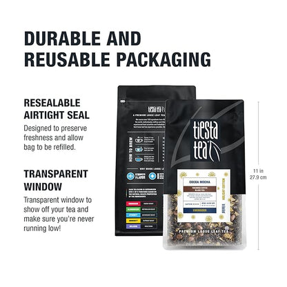 Tiesta Tea - Cocoa Mocha, Loose Leaf, Tiramisu Coffee Black Tea, Premium Blend, High Caffeinated Holiday, Make Hot or Iced Brews Up to 200 Cups, 16 Ounce Resealable Bulk Pouch