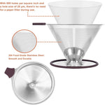 Load image into Gallery viewer, Pour Over Coffee Dripper Pour Over Coffee Filter, Cone Stainless Steel Reusable Paperless Double Layer Mesh Cup Metal Fine Mesh Strainer Slow Drip Portable with Stand &amp; Cleaning Brush Camping