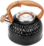 Load image into Gallery viewer, Whistling Teapot, 2.6 Qt 304 Food Grade Stainless Steel Tea Kettle with Heat-resistant Handle, Durable, not Rust，One-button Switch(BLack）
