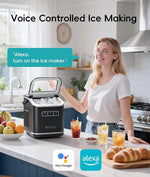 Load image into Gallery viewer, ecozy Smart Ice Maker, Portable Ice Makers Countertop with App &amp; Voice Control, 9 Bullet Ice in 6 Mins, 26lbs/24Hrs, Self-Cleaning Ice Machine with Ice Scoop Basket and Bag for Home Kitchen Office RV