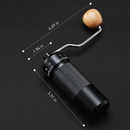 Manual Coffee Grinder by Suvykep — 6 Star Coffee Grinder Manual with 25g Capacity, CNC Stainless Steel Espresso Grinder with 55 Grind Settings — For Espresso, French Press, Pour Over (Black)