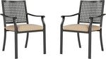 Load image into Gallery viewer, PHI VILLA Outdoor Metal Dining Chairs Set of 2, Black Wrought Iron Stackable Chairs with Cushions, Heavy-Duty Seating Furniture for Patio, Deck, Yard, Porch