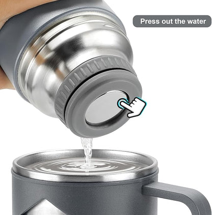 Stainless Steel Thermo 700ml/23.7oz Vacuum Insulated Bottle with Cup for Coffee Hot drink and Cold drink water flask.(Gray,Set)