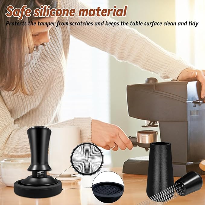 51mm Espresso Accessories Kit, Coffee Tamper Set, Spring Loaded Calibrated Tamper, WDT Tool Espresso and Tamper Mat, 51mm Espresso Tamper Kit for Espresso Coffee Machines, Barista Kit