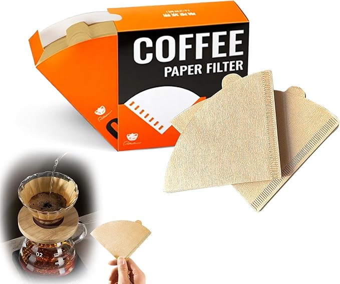 Easy-Dispensing Natural Brown Cone Coffee Filters, V01 Size, 100 Count - Unbleached Paper Filters for Pour Over Brewing, Compatible with Chemex, Hario V60 & More，Box for Easy Use & Tidy Storage