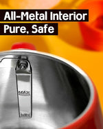 Load image into Gallery viewer, Hazel Quinn Retro Electric Kettle - 1.7 Liters / 57.5 Ounces Tea Kettle with Thermometer, All Stainless Steel, Fast Boiling 1200 W, BPA-free, Cordless, Rotational Base, Automatic Shut Off - Ruby Red