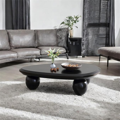 Cloud Coffee Table Modern Cute Coffee Tables Irregular Simple Tea/Center Table for Small Space End Table for Living Room, Home Office, Indoor (Black A Oval 39.4" Wx25.6 Dx11.8 H)
