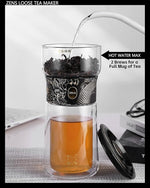 Load image into Gallery viewer, ZENS Cool Glass Teapot with Infuser, Smart One Touch Tea Maker for Loose Tea Diffusers with Insulated Mug and Portable Tea Kits, Enchanted Teapot Alternatives for Tea Lover Gifts