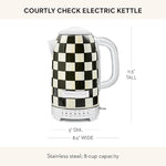 Load image into Gallery viewer, MACKENZIE-CHILDS Electric Kettle, Stainless-Steel Tea Kettle, Black-and-White Courtly Check