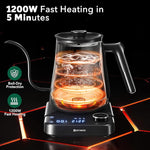 Load image into Gallery viewer, Electric Kettle, HIYAKOI Gooseneck Electric Kettle with Temperature Control, Pour Over Kettle for Coffee &amp; Tea, 1200W Quick Heating Stainless Steel Hot Water Kettle Electric, Keep Warm, 0.8L