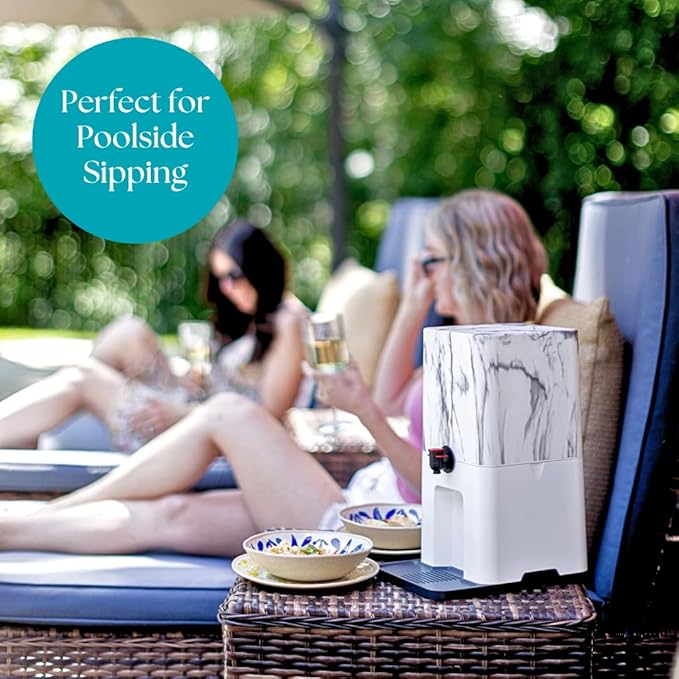 Bebly Box Drink Dispenser and Wine Dispenser | Marble Design | Insulated - No Sweating - No Watered Down Drinks - Simple - Stylish - Mess Free Beverage Dispenser | Includes Freezable, Reusable 3L Bag