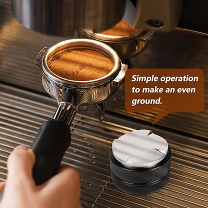 53mm Adjustable Espresso Coffee Distributor,Espresso Distribution Tool with 4 Angled Slopes Fits 54mm Bottomless Portafilter