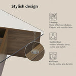 Load image into Gallery viewer, 31.5" Glass Coffee Table, MDF Mid-Century Modern Square Coffee Table with Tempered Glass Top, Square Center Tables for Small Space Living Room Office Apartment, Walnut