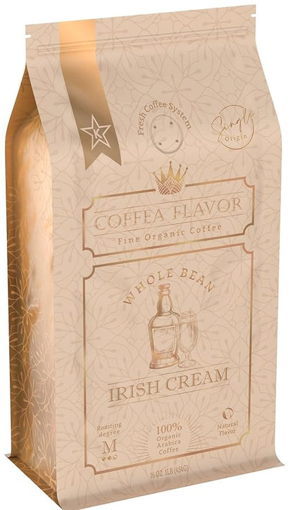Irish Cream Flavored Whole Bean Coffee – 100% Arabica, Organic, No Artificial Sweeteners, Naturally Flavored, Medium Roast, Single Origin – by Coffea Flavor
