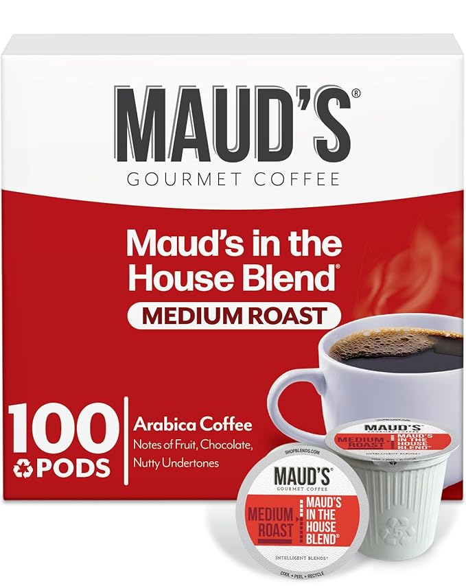 Maud's Medium Roast Coffee Pods, 100 ct, Recyclable Single Serve Pods – 100% Arabica Coffee, Compatible with Keurig K Cups Maker