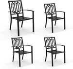 Load image into Gallery viewer, PHI VILLA Set of 4 Stackable Wrought Iron Patio Dining Chairs, Portable Black Outdoor Bistro Deck Metal Chairs, Support 300 lbs, Ideal for Garden, Backyard, Lawn