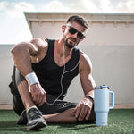 Load image into Gallery viewer, 40 oz Tumbler with Handle and Straw Lid,Insulated Reusable Stainless Steel Water Bottle Travel Mug，Cupholder Friendly Double Wall Vacuum Sealed Cup (Sky Blue)