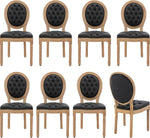 Load image into Gallery viewer, Vintage French Country Dining Room Chairs Set of 8, PU Leather Dining Chairs with Solid Wood Legs, Black Upholstered Dining Chair, Sillas para Comedor, Kitchen &amp; Dining Room Chair (Black, PU, 8Pcs)