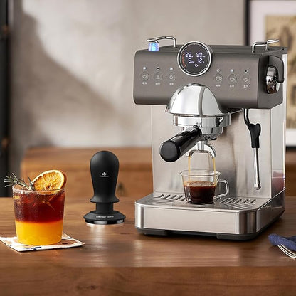 Espresso Tamper 53mm Calibrated Spring Loaded Coffee Tamper with Constant Pressure, Triple Spring Impact Sound Feedback for Barista Home Use (Black, 53mm)