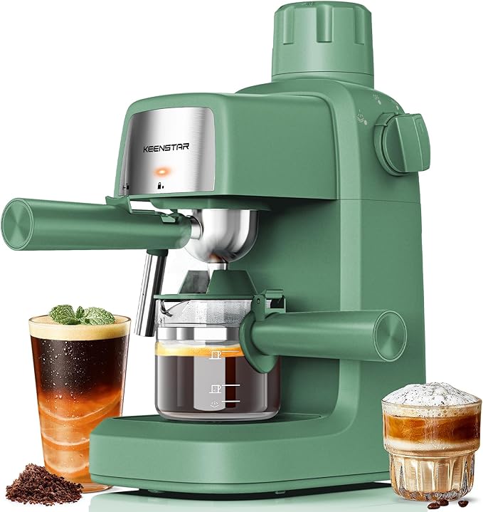 3.5Bar Espresso Machine with Milk Frother, 800W Compact Espresso and Cappuccino Machine with Preheating Function, 4 Cup Espresso Maker for Cappuccino or Latte, Gift for Coffee Lover