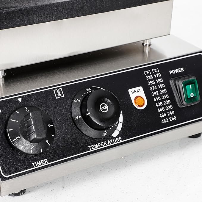 Commercial Square Waffle Maker, 110V Belgian Waffle Maker Iron, 2 Square-Shaped Waffles,Non-Stick Teflon Coating,50-300℃/122-572℉ Adjustable