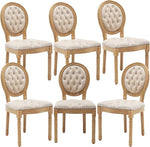 Load image into Gallery viewer, French Country Dining Chairs Set of 6, Vintage Wooden Dining Chairs with Fabric Upholstered Tufted Seat,Solid Wood Legs&amp;Frame, Farmhouse Kitchen&amp;Living Room Chairs(Beige,6 Pcs)