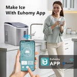 Load image into Gallery viewer, EUHOMY Smart Ice Makers Countertop -26lbs in 24 Hours, 9 Cubes Ready in 8Mins, Self-Cleaning Countertop Ice Maker, Portable Ice Maker with Ice Scoop and Basket, Perfect for Home/Kitchen/Office(Sliver
