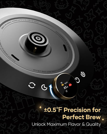 Cocinare x Chanoir FLOW M9 Pro Electric Kettle, Art de Paris Color-Changing Collaboration, Premium Gift Box Packaging with Coffee Mat, ±0.5℉ Temp Control for Coffee & Tea (Chanoir Black)