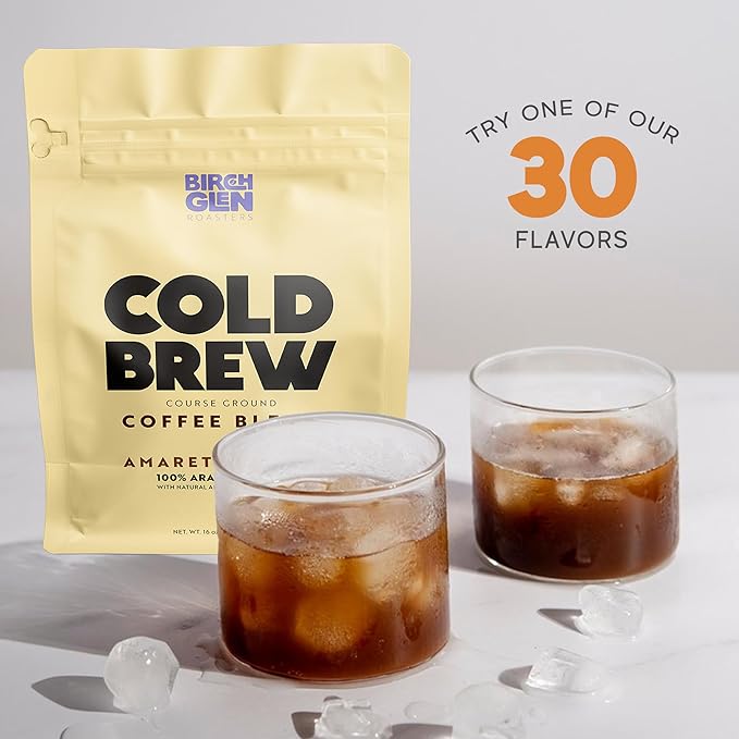 Birch Glen Roasters Cold Brew Coffee | Flavored Coarse Ground Coffee | Artisanal Roasting | 100% Arabica |1 LB | Pecan Pie