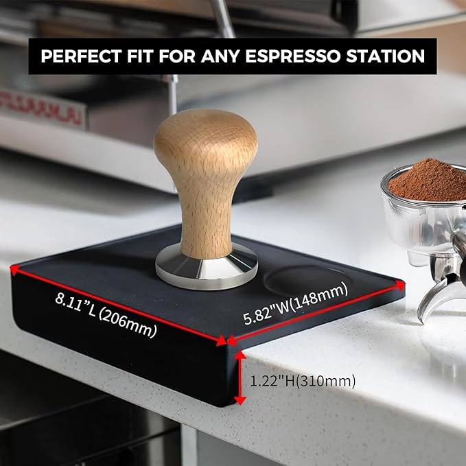 CHULUX Coffee Tamper Mat for Espresso, Silicone Tamping Pad, Anti-Slip Corner Mat, Barista Portafilter Holder, Espresso Machine Accessories Tamping Station, Heat Resistant, Black
