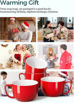 Load image into Gallery viewer, Teocera Red Mugs Set of 4, 24oz Jumbo Mugs, Large Coffee Mugs for Coffee, Hot Cocoa, Tea - Striped Design - Microwave Safe, Christmas Gift