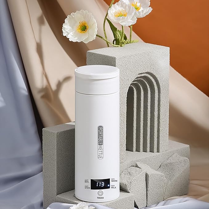 Electric Travel Kettle,500mL Capacity,316 Stainless Steel,with 4 Variable Presets Temperature Control,Digital Display (Kettle+brush)